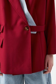 Resim Vişne Kravat Detaylı Blazer Ceket - 40 / VİŞNE 