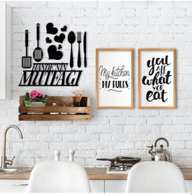 Resim Bk Home Dekoratif Doğal Ahşap Raf Mutfak Konseptli 2’Li Ahşap Tab (551038723) 