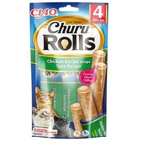 Resim Inaba Ciao Churu Rolls Sticks Tavuk Sargılı & Ton Balıklı Kedi Ödül Maması 4 x 10 Gr 