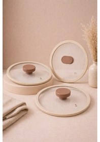 Resim 20/24/26 Cm Silikon Cam Kapak Ve Tepe 