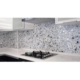 Resim Orient Mutfak,banyo,havuz ve Zemin Için Beyaz Siyah Gri 25X25 Cam Mozaik 