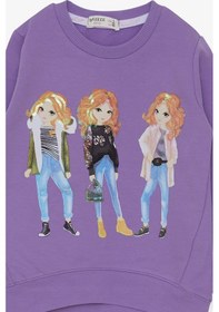 Resim Breeze Kız Çocuk Sweatshirt Pullu Kız Baskılı 3-8 Yaş, Lila-lila Lila 
