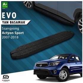 Resim S-dizayn Ssangyong Actyon Sports Evo Siyah Yan Basamak 203 Cm 2007-2018 A+ Kalite 