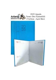 Resim 2025 Ajanda Ciltli Dermo Kapak 1 Adet 17x24 Cm Ajanda 2025 Çizgili Ajanda Günlük Planlayıcı Termo Kapak 7017 Ofis Okul Açık Mavi 