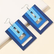 Resim 1 Çift Şık Ahşap Çok Katmanlı Geometrik Kare Gradyan Küpeler - Tatil/Seksi Tarz, Çinko Alaşım Kancalar, Günlük Kullanım & Tatiller İçin Mükemmel, İlginç Küpeler 