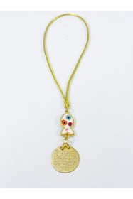 Resim biuti Beyaz Balık Gold Metal Ayetel Kürsi Araba Dikiz Ayna Süsü, Yeni Araba Hediyesi 