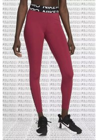 Resim Nike Pro Mid Rise Graphic Leggings Toparlayıcı Bordo Tayt Bordo 