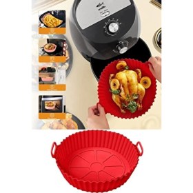 Resim Airfryer Silikon Pişirme Kabı Hava Fritözü Kalıbı Airfrey Airfray Airfrayer Pişirme Kağıdı Silikonu 