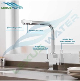 Resim Lexus Water Su Arıtma Cihazları İçin 3 Yollu Kare Arıtmalı Musluğu Krom 