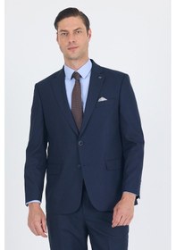 Resim İmza Lacivert Mono Yaka Bez Ayağı Tam Astar Pamuklu 4 Drop Comfort Fit Classic Takım Elbise 1001250178 Lacivert 