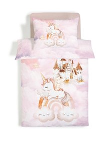Resim Evmila Unicorn Desenli Nevresim Takımı - 160x220cm Nevresim +50x70cm Yastık Kılıfı+90x190cm Çarşaf 