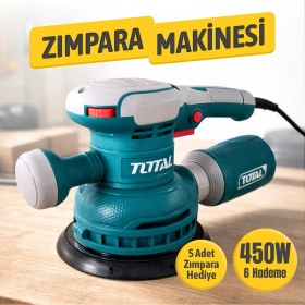 Resim Badem10 Titreşimli Yuvarlak Taban Zımpara Makinesi 450W Profesyonel Elektrikli Zımpara 150 mm Uyumlu 
