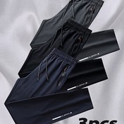 Resim 3'lü paket Erkeklerin Rahat Koşu Fitness Pantolonları, %100 Polyester Esnek Olmayan Dokuma Kumaşı, Fermuar Detayları ile Düzenli Kesim, Baskı Deseni, Yaz Nefes Alabilen Hızlı Kuruyan Spor Pantolonları 