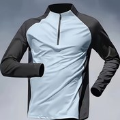 Resim Erkekler İçin Hızlı Kuruyan Atletik Ceket - Nem Emici Nefes Alabilir Yarım Fermuar Uzun Kollu Başparmak Delikleri, Koşu, Spor Salonu, Açık Hava Aktiviteleri ve Günlük Kullanım için Hafif Spor Mont, İşlevsel Tasarım, Yüksek Performans Kumaş, Fitness Tutkunları için Antrenman Giysisi 