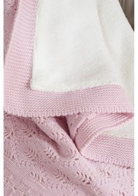 Resim Toffy Toz Pembe Damalı Örgü Bebek Battaniyesi 100x100 Pembe 