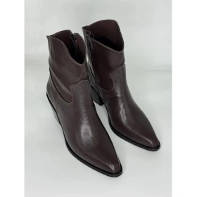 Resim Love Shine Luxe Kovboy Kadın Bot Siyah ve Kahverengi Büyük Numara Suni Deri Western Tarz 