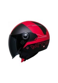 Resim Motosiklet Yarım Kask Siyah Vizör R22.06 Sertifika Fiber Material Desing Red Motor Kaskı Kırmızı 