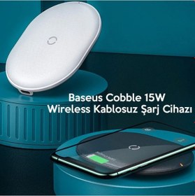Resim Baseus Cobble 15W Wireless Kablosuz Şarj Cihazı Apple Uyumlu iPhone 12-11,Xs 