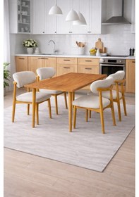 Resim 4 Kişilik Polo Sandalye Yemek Takımı Mdf Masa Meşe Renk Meşe 