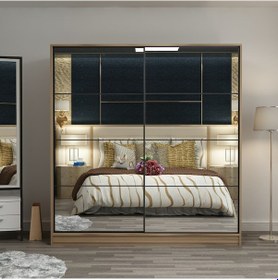 Resim Minarmobilya Minar Kale 2 Kapaklı Aynalı Sürgülü Dolap 180 Cm - Dore (541417070) 