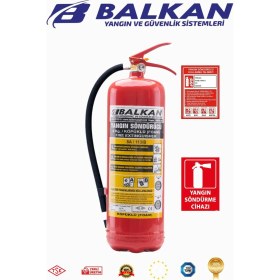 Resim BALKAN YANGIN VE GÜVENLİK SİSTEMLERİ 6 kg Ruhsata Uygun 4 Yıl Köpüklü Yangın Tüpü Talimat ve Levha 