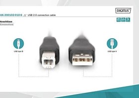 Resim Assmann AK-300102-010-S Usb Bağlantı Kablosu, Tip A - B M/M, 1.0M, Usb 2.0 Uygun, Bl 