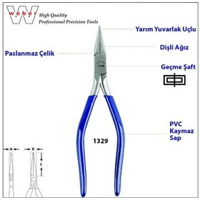 Resim Weber 1329 Uzun Sap Yarım Yuv. Uç Mekanikçi K.burun-yaylı-dişli 1 