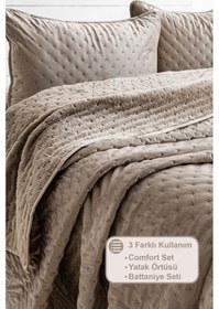 Resim Elart Porto Flame Yatak Örtüsü Tek Kişilik 180x240 Cm Bej Bej 