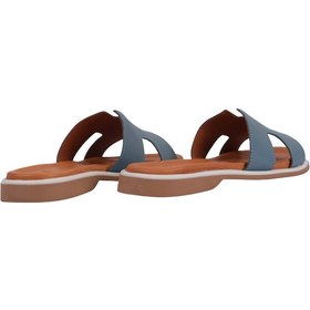 Resim Napa Shoes Kadın H Kesimli Düz Taban Hakiki Terlik Napa-1202 Mavi 