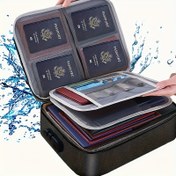 Resim Dayanıklı Polyester Su Geçirmez & Alev Almaz Dosya Düzenleyici Çanta Kilitli - Hırsızlığa Karşı Koruma, Laptoplar, Belgeler ve Seyahat Gereçleri için Fermuarlı Bölmeler, Gri 