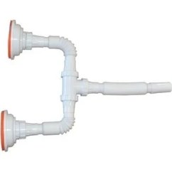 Resim Muffmatik Krom Çöpmak Çift Gözlü Evye Sifonu 