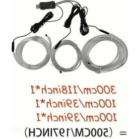 Resim Trendooze Turcoshop11 500cm Rgb Fiber Optik Araç İçi Led Aydınlatma 8 Renk Neon Şerit 