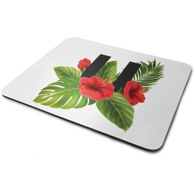 Resim WuW Kırmızı Tropikal Çiçekli U Harfli Dikdörtgen Kaymaz Taban Mouse Pad 