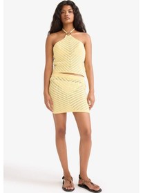 Resim Defacto Slim Fit Dar Kesim Kroşe Mini Etek G1199ax25hsyl183 Sarı 