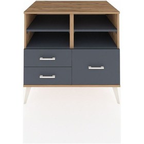Resim Kronos Şifonyer 4 Raflı 3 Çekmeceli 88x59x80 Çam-antrasit Antrasit 