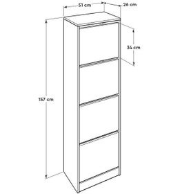 Resim Flat Duo 4 Katlı Ayakkabılık Dolabı - Mor 