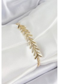 Resim Pirinç Gold Renk Zirkon Taşlı Balık Sırtı Kadın Bileklik - Tj-bb7068 Çok Renkli 