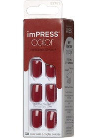 Resim İmpress Color Kendinden Yapışkanlı Takma Tırnak Kısa Parlak Bordo 