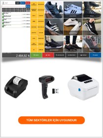 Resim ÖZ BARKOD Kablosuz Barkod Okuyucu+58mm Fiş Yazıcı+barkod Yazıcı+5000 Etiket+barkodlu Satış Sistemi Programı 