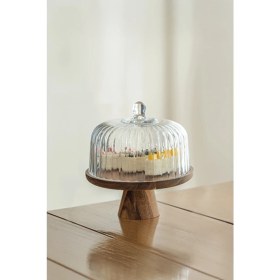 Resim Lion Akasya Standlı Cam Kek Fanusu Ayaklı 28 cm Dev Boy 