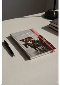 Resim 2026 Atatürk Ajanda Premium Sert Kapak Özel Baskı 17x24 Cm Lastikli Ajanda Atatürk Kapaklı Gümüş Gri Ofs907ata 