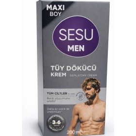Resim Hobibahçem Sesu Men Tüy Dökücü Krem 200 ml Maxi Boy Erkekler Için Hızlı Etkili Depilasyon Kremi 