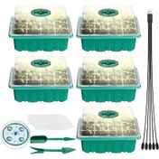 Resim Hfambition 12 Hücreli Işıklı Fidye Tepsisi Seti 5'li, Bitki Büyüme Işığı, Su Çıkış Delikleri Ve Nem Kontrolü, Ev Bahçe Bahçesi Kullanıma Uygun Yeşil 