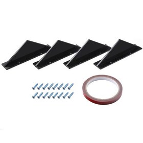 Resim 4pcs Araba Arka Tampon Köpekbalığı Yüzgeci Üçgen Spoiler,siyah Düz Stil 