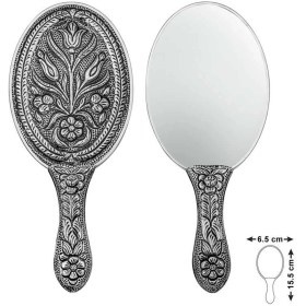 Resim 925 Ayar Gümüş Lale Motifli El Aynası Çok Renkli 