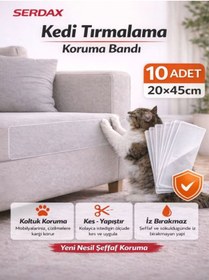 Resim SERDAX Kendinden Yapışkanlı Kedi Tırmalama Koruma Bandı 20x45 cm Şeffaf Koltuk Duvar Çizik Önleyici 