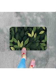 Resim Dijital Baskılı Desenli Dekoratif Dış Kapı Önü Ve Iç Mekan Paspası Yıkanabilir Kaymaz Taban Yeşil 