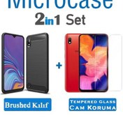 Resim Samsung Galaxy A10 Brushed Carbon Kilif + Cam (Seç) 344256991 