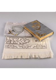 Resim Şal + Seccade + Tesbih + Kuran Hediye Seti (Hafız Boy, Kadife, Gr 