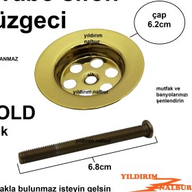 Resim Yıldırım Nalbur Lavabo Sifon Süzgeci Gold Altın Renk Banyo Mutfak Lavabo Gider Süzgec 